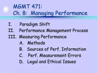 MGMT 471: Ch. 8: Managing Performance