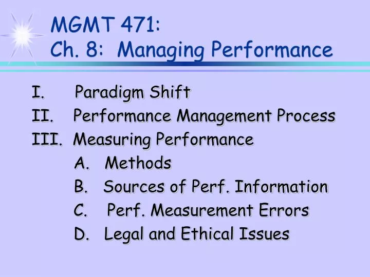 mgmt 471 ch 8 managing performance