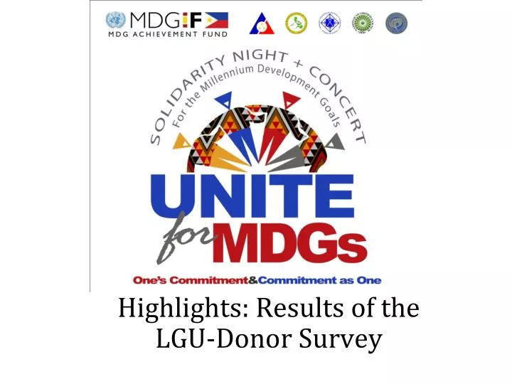 highlights results of the lgu donor survey