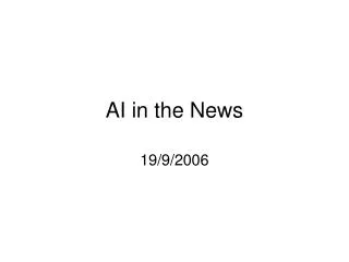 AI in the News