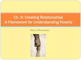 Ch. 9: Creating Relationships A Framework for Understanding Poverty