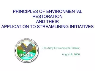 PRINCIPLES OF ENVIRONMENTAL RESTORATION AND THEIR APPLICATION TO STREAMLINING INITIATIVES