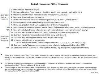 Basic physics courses ~ 2011 : 15 courses