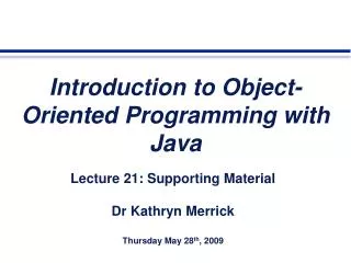 Introduction to Object-Oriented Programming with Java