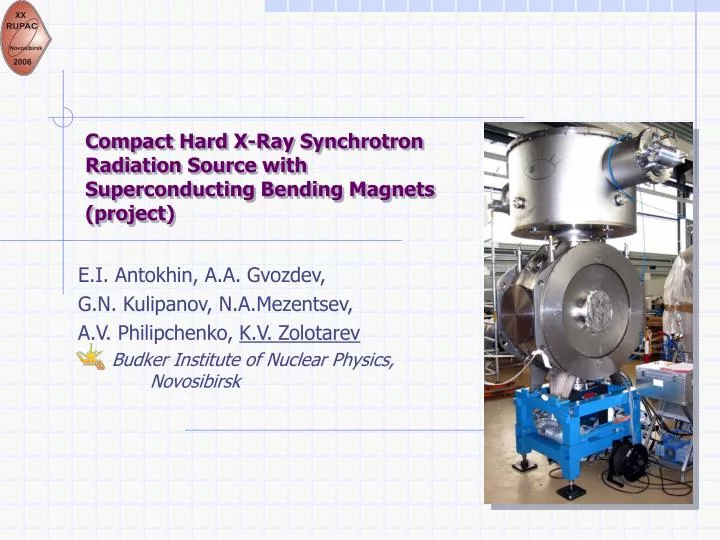 compact hard x ray synchrotron radiation source with superconducting bending magnets project