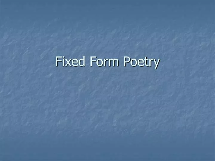 fixed form poetry