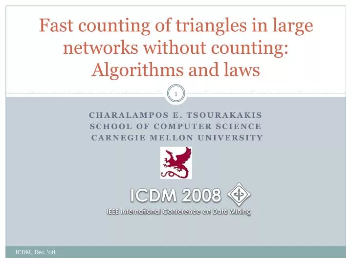 fast counting of triangles in large networks without counting algorithms and laws