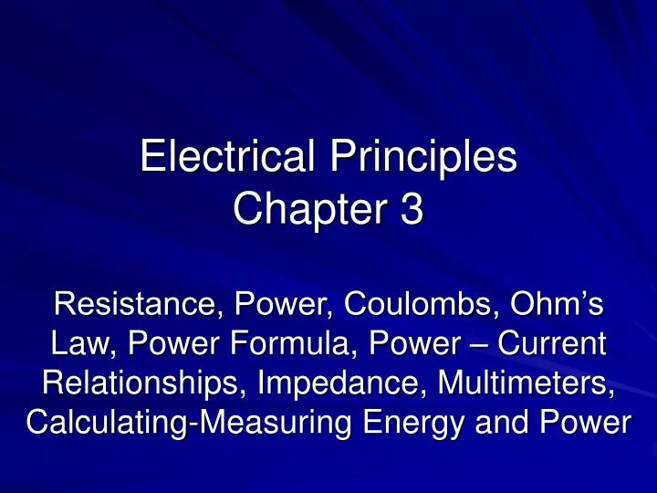 electrical principles chapter 3
