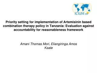 Amani Thomas Mori, Eliangiringa Amos Kaale