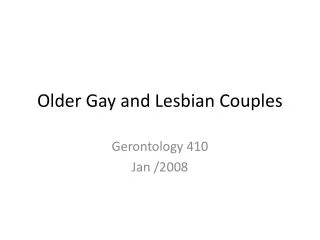 Older Gay and Lesbian Couples