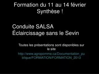 formation du 11 au 14 f vrier synth se