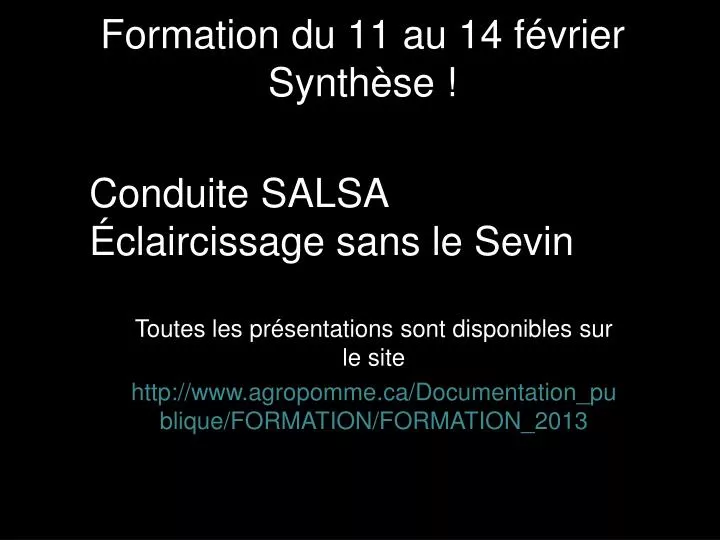 formation du 11 au 14 f vrier synth se