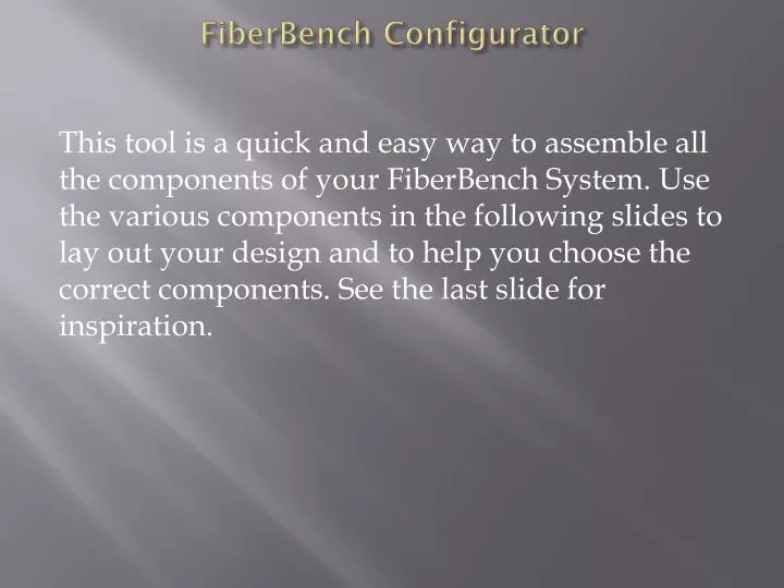 fiberbench configurator