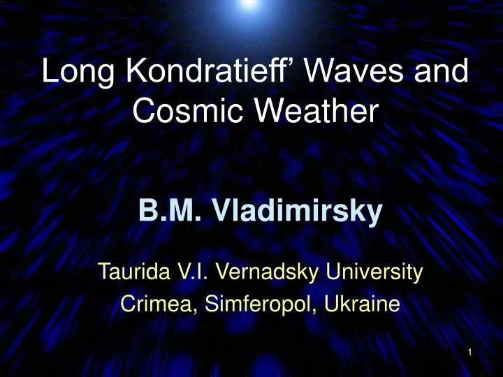 long kondratieff waves and cosmic weather