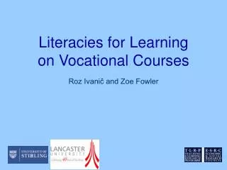 Literacies for Learning on Vocational Courses