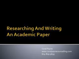 Researching And Writing An Academic Paper