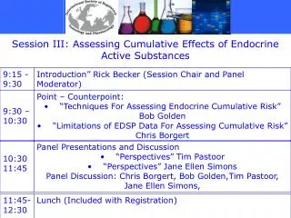 Session III: Assessing Cumulative Effects of Endocrine Active Substances