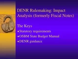 DENR Rulemaking: Impact Analysis (formerly Fiscal Notes)