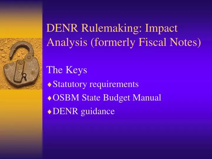 denr rulemaking impact analysis formerly fiscal notes