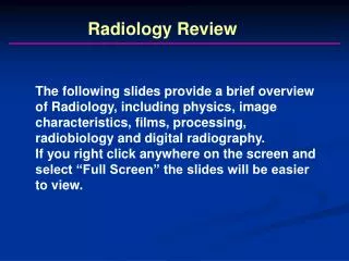Radiology Review