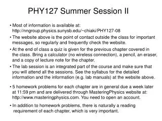 PHY127 Summer Session I I