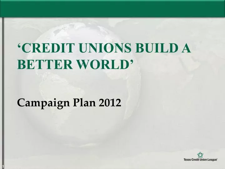credit unions build a better world