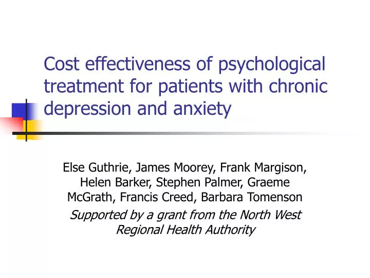 cost effectiveness of psychological treatment for patients with chronic depression and anxiety