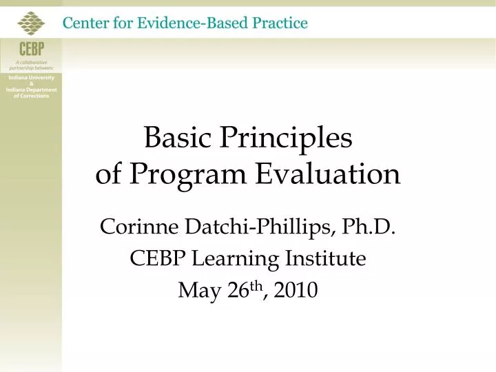basic principles of program evaluation