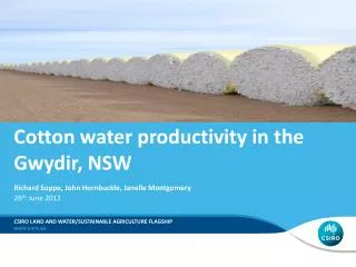 Cotton water productivity in the Gwydir , NSW