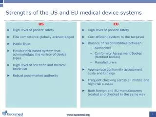 Strengths of the US and EU medical device systems