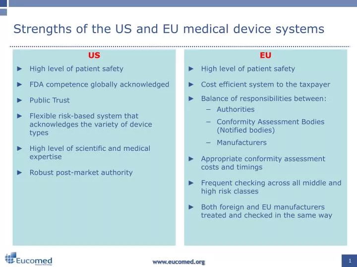 strengths of the us and eu medical device systems