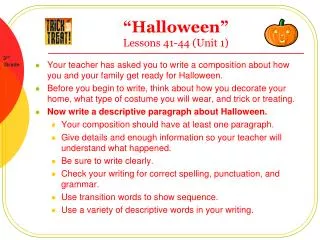 “Halloween” Lessons 41-44 (Unit 1)
