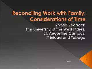 Reconciling Work with Family: Considerations of Time