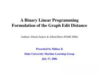 A Binary Linear Programming Formulation of the Graph Edit Distance