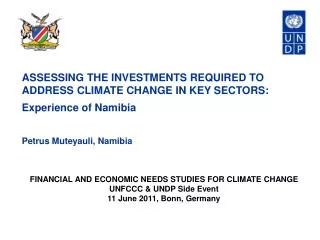 ASSESSING THE INVESTMENTS REQUIRED TO ADDRESS CLIMATE CHANGE IN KEY SECTORS: Experience of Namibia Petrus Muteyauli, Na