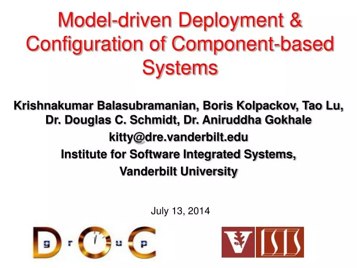 model driven deployment configuration of component based systems