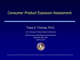 Consumer Product Exposure Assessment