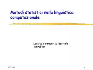 Metodi statistici nella linguistica computazionale