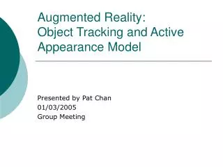 Augmented Reality : Object Tracking and Active Appearance Model