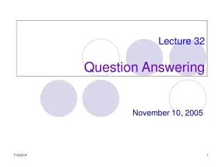 Lecture 32 Question Answering