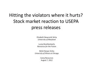 Hitting the violators where it hurts? Stock market reaction to USEPA press releases