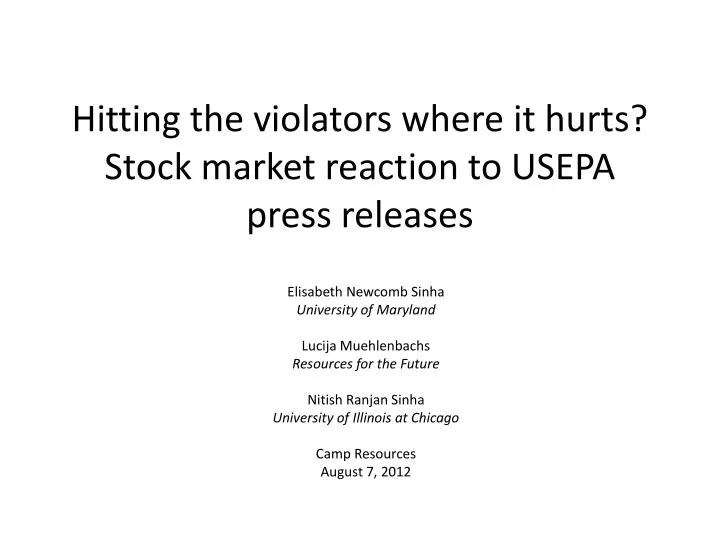 hitting the violators where it hurts stock market reaction to usepa press releases