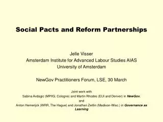 Social Pacts and Reform Partnerships