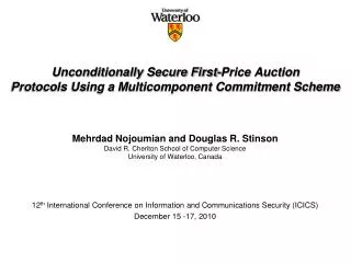 Unconditionally S ecure First-Price Auction Protocols Using a Multicomponent Commitment Scheme