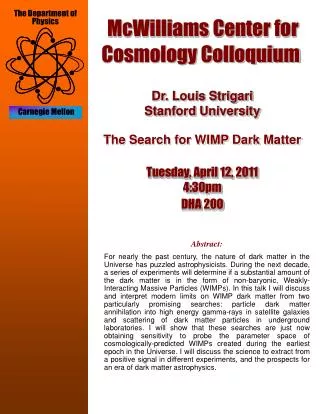 McWilliams Center for Cosmology Colloquium