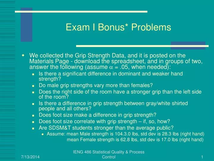 exam i bonus problems