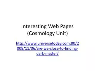 Interesting Web Pages (Cosmology Unit)