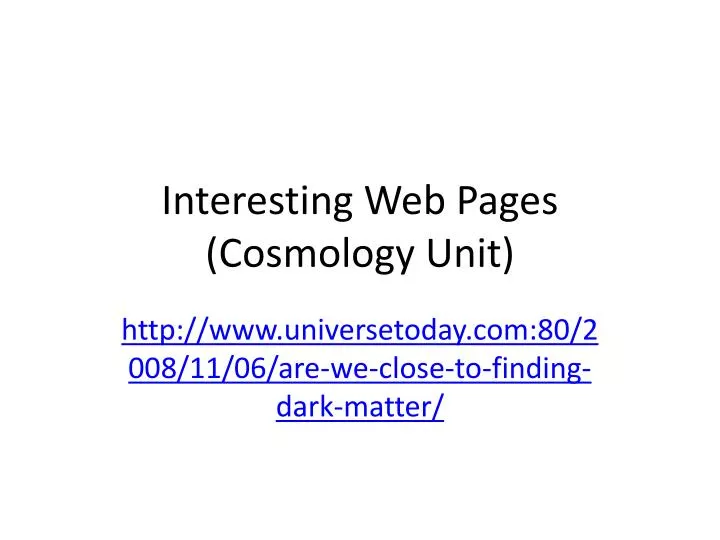 interesting web pages cosmology unit