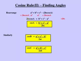Cosine Rule(II) – Finding Angles