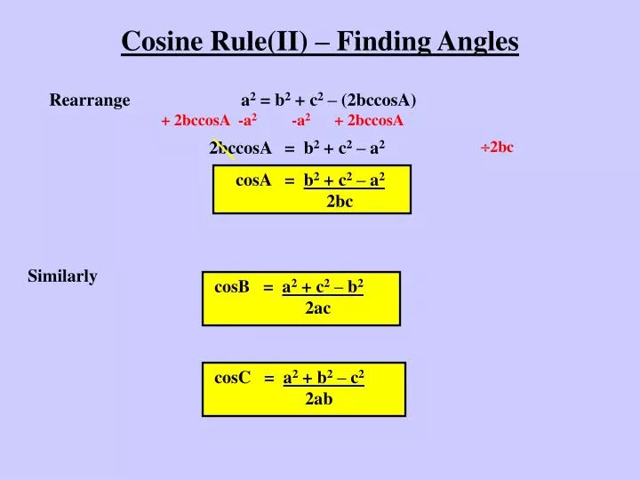 cosine rule ii finding angles